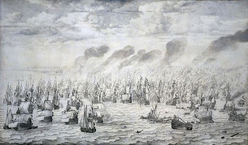 willem van de velde  the younger The Battle of Terheide, 10 August 1653: episode from the First Anglo-Dutch War China oil painting art